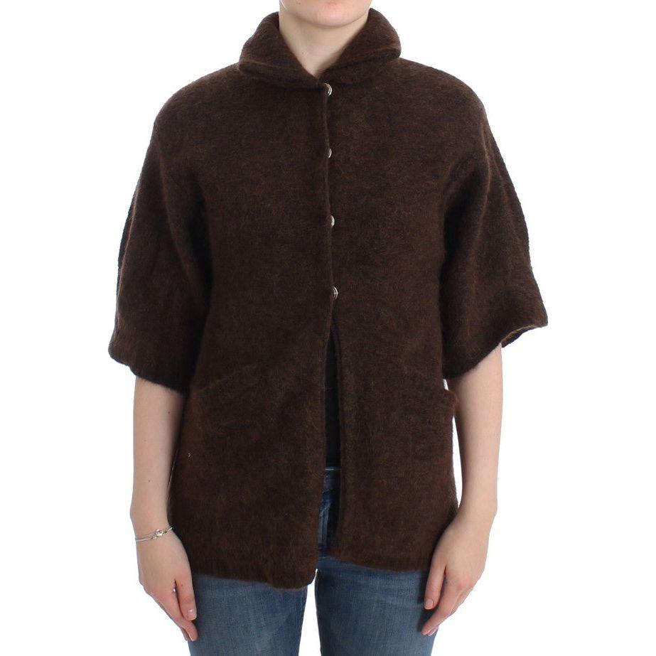 Cavalli Elegant Short Sleeved Brown Cardigan Cavalli Dark Slate Gray
