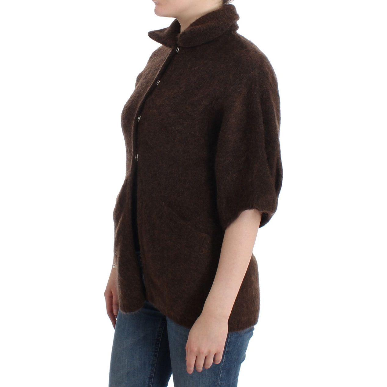 Cavalli Elegant Short Sleeved Brown Cardigan Cavalli Dark Slate Gray
