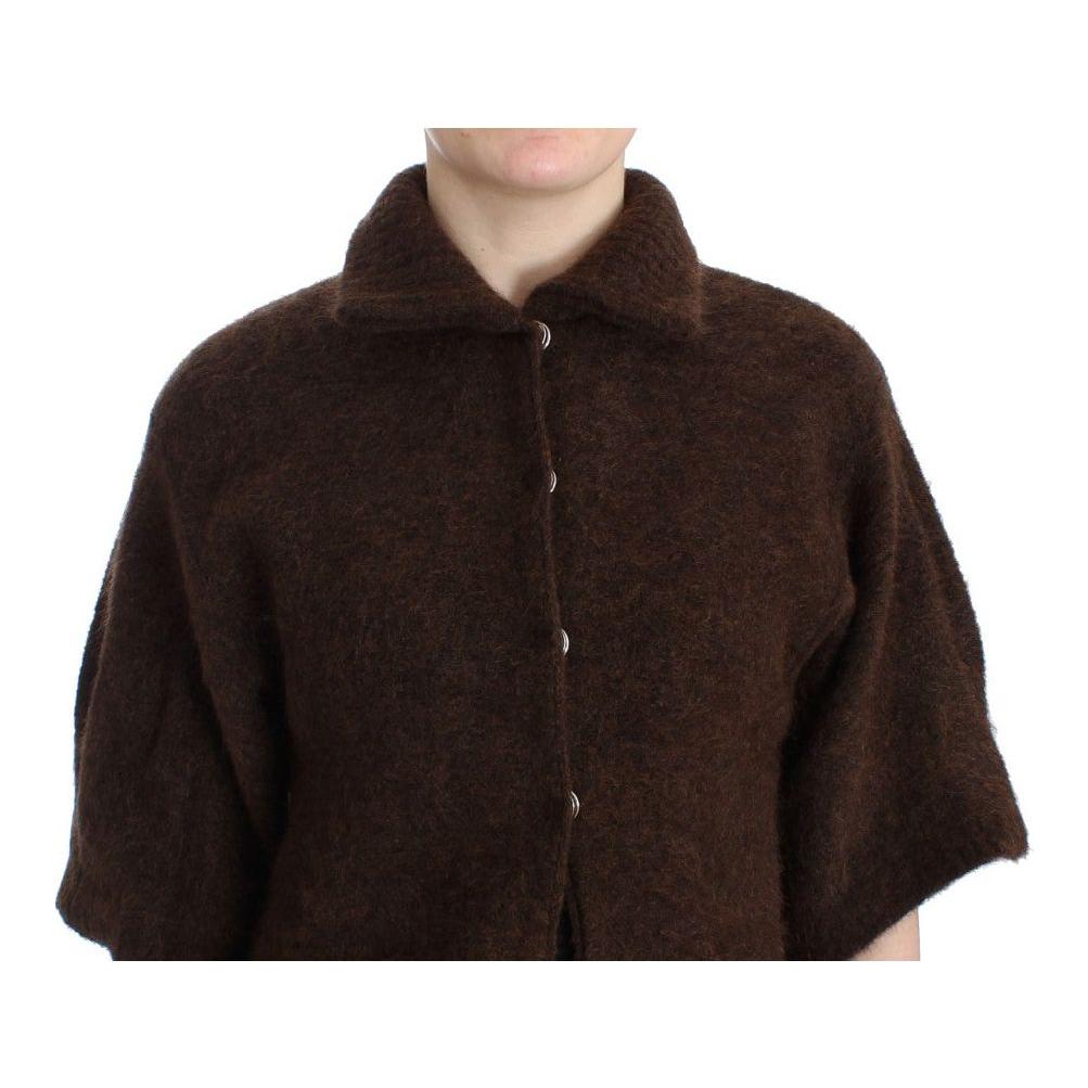 Cavalli Elegant Short Sleeved Brown Cardigan Cavalli Black