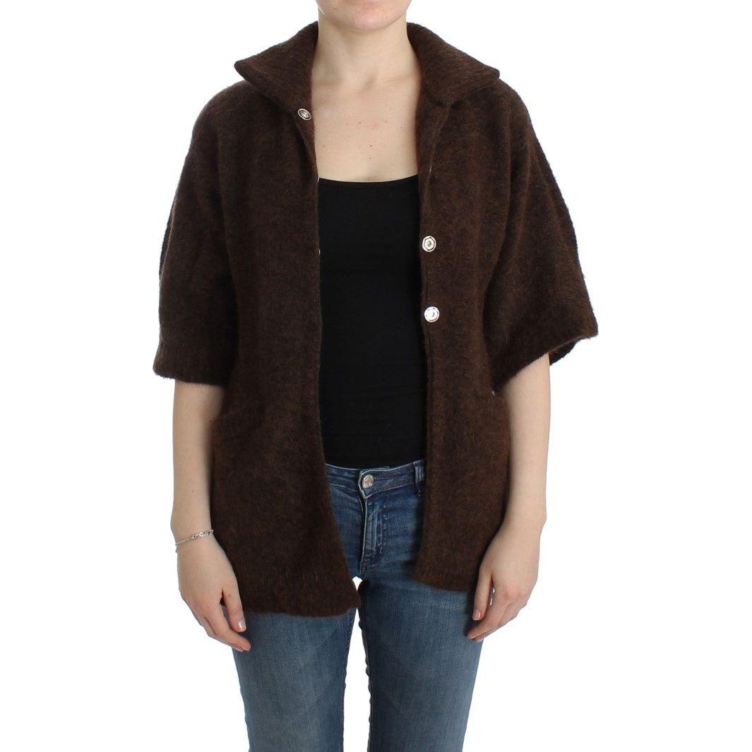 Cavalli Elegant Short Sleeved Brown Cardigan Cavalli Black