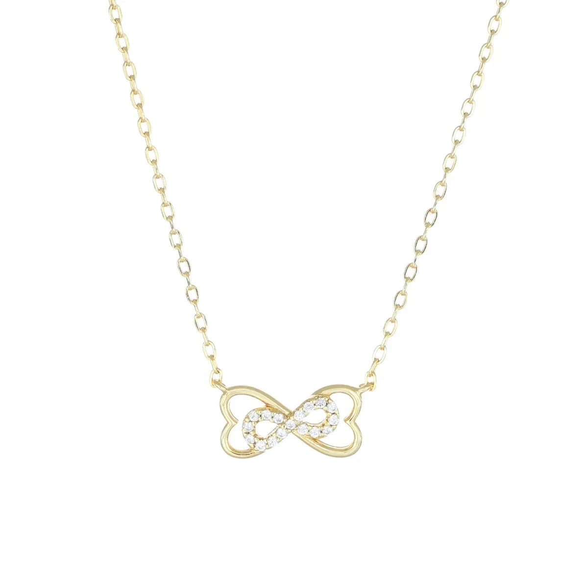AMEN JEWELRY Mod. CLICGBZ gold necklace with heart and infinity pendant on white background