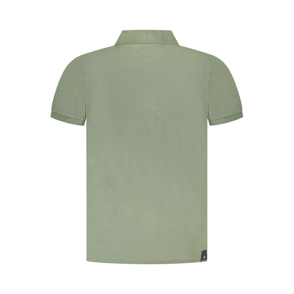 Back view of Accademia Militare Green Cotton Polo Shirt with short sleeves and logo.