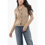 Acne Studios Acne Studios Faded Effect Stretch Nylon Crew-neck Cardigan AC-P628760-S 1728,74866327712,Acne Studios,Beige,Cardigans - Women - Clothing,Clothing,New with tags,S,Women,Women - Clothing
