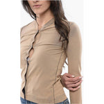 Acne Studios Acne Studios Faded Effect Stretch Nylon Crew-neck Cardigan AC-P628760-S 1728,74866327712,Acne Studios,Beige,Cardigans - Women - Clothing,Clothing,New with tags,S,Women,Women - Clothing