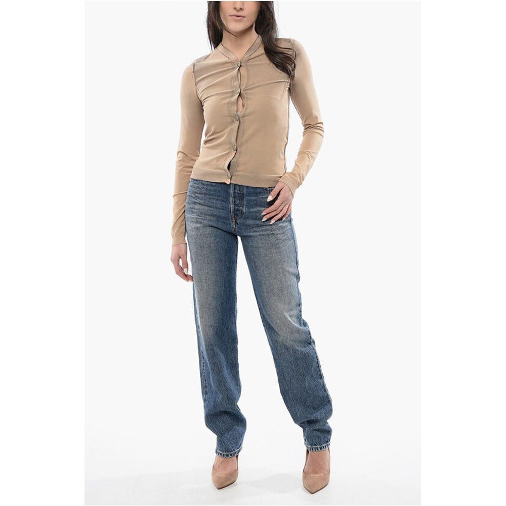 Acne Studios Acne Studios Faded Effect Stretch Nylon Crew-neck Cardigan AC-P628760-S 1728,74866327712,Acne Studios,Beige,Cardigans - Women - Clothing,Clothing,New with tags,S,Women,Women - Clothing
