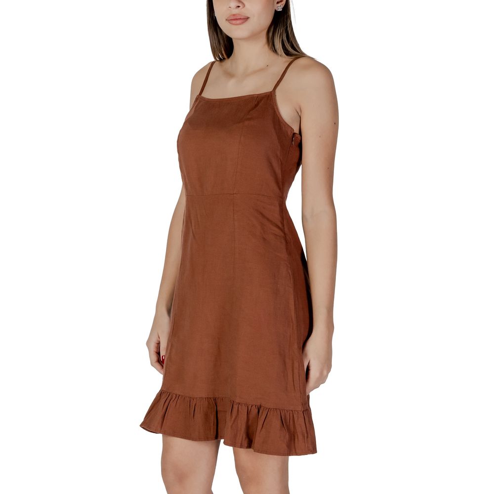 B.Young Brown Linen Midi Dress B.Young