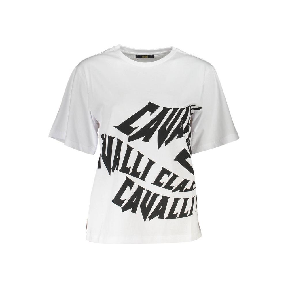 Cavalli Class Cavalli Class White Cotton Women T-Shirt CA-37632-L