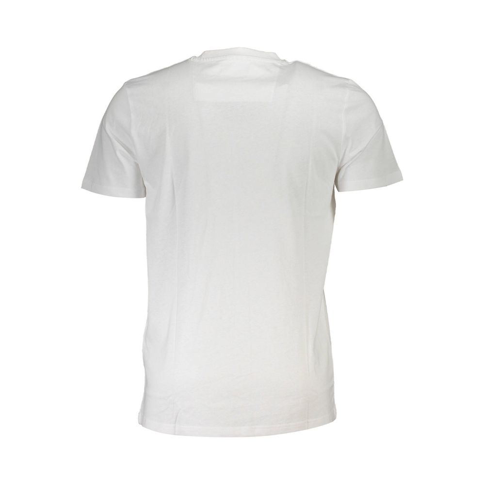 Back view of Cavalli Class White Cotton T-Shirt with short sleeves and crew neck.