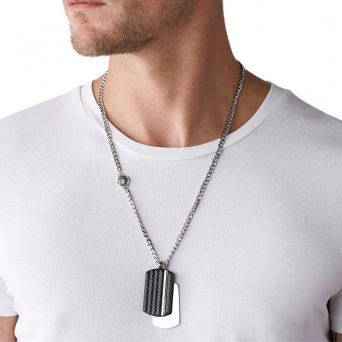 DIESEL Mod. DOOUBLE DOGTAGS Necklace DIESEL JEWELS Light Gray