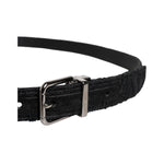 Dolce & Gabbana Black Cotton Blend Silver Metal Buckle Belt BEL9281-110
