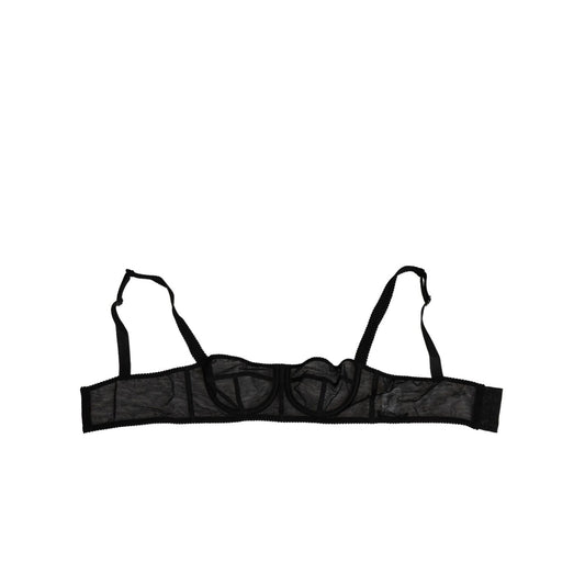 Dolce & Gabbana Black Floral Underwired Balconette Bra Underwear