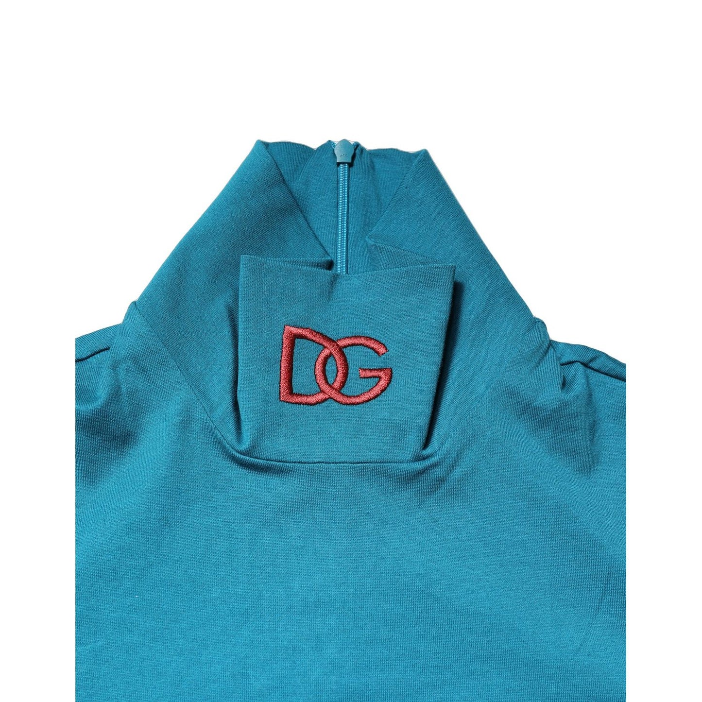 Dolce & Gabbana Blue Cotton Turtleneck Long Sleeves Sweater