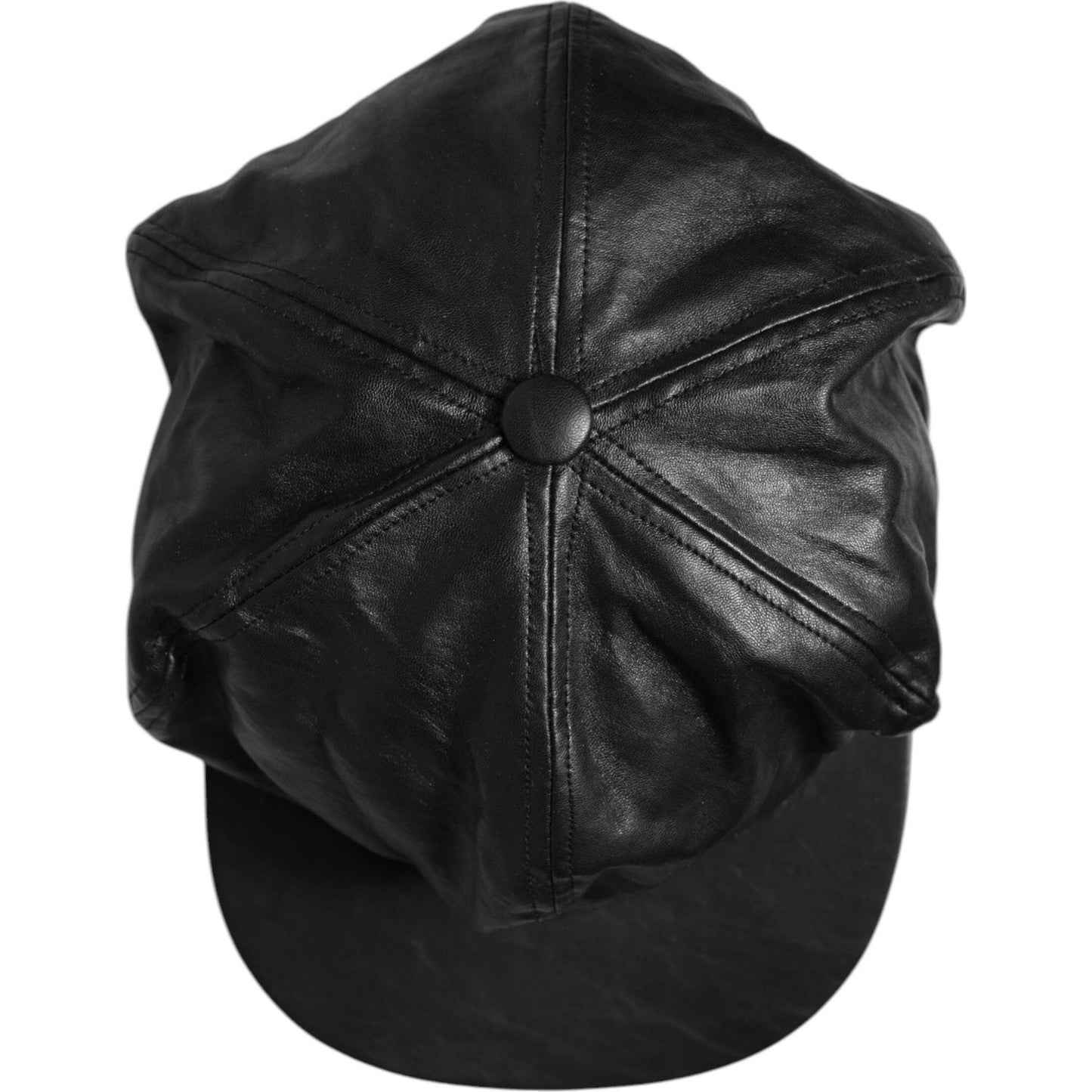 Dolce & Gabbana Dolce & Gabbana Black Calf Newsboy Capello Cabbie Hat HAT9852 1728,67345645728,Accessories,Black,Dolce & Gabbana,Hat - Women - Accessories,Material: Leather,Preowned / Defect,Women,Women - Accessories