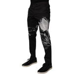 Dolce & Gabbana Black Cotton Floral Skinny Dress Pants