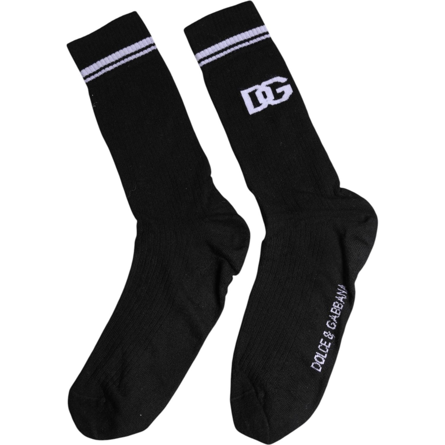 Dolce & Gabbana Dolce & Gabbana Black Cotton Logo Mid Calf Men Socks SCS2191-XL 1728,67345645728,Accessories,Black,Dolce & Gabbana,Material: Cotton,Men,Men - Accessories,Preowned / Defect,Socks - Men - Accessories,XL