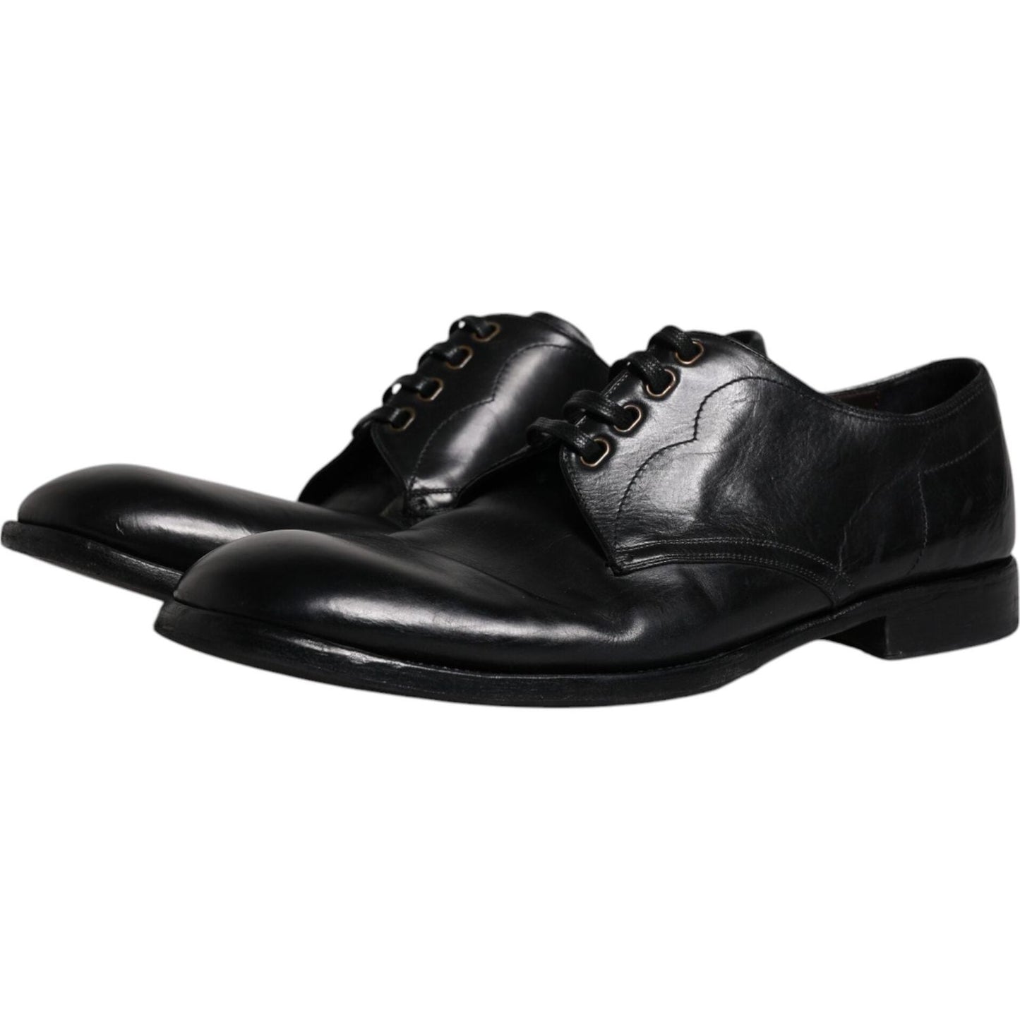 Dolce & Gabbana Dolce & Gabbana Black Leather Derby Formal Men Dress Shoes MV6463-45 1728,67345645728,Black,Dolce & Gabbana,EU45/US12,Formal - Men - Shoes,Material: 100% Calf Leather,Men,Preowned / Defect