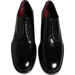 Dolce & Gabbana Black Leather Lace Up Men Derby Formal Shoes Dolce & Gabbana Black
