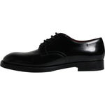 Dolce & Gabbana Black Leather Lace Up Men Derby Formal Shoes Dolce & Gabbana Black