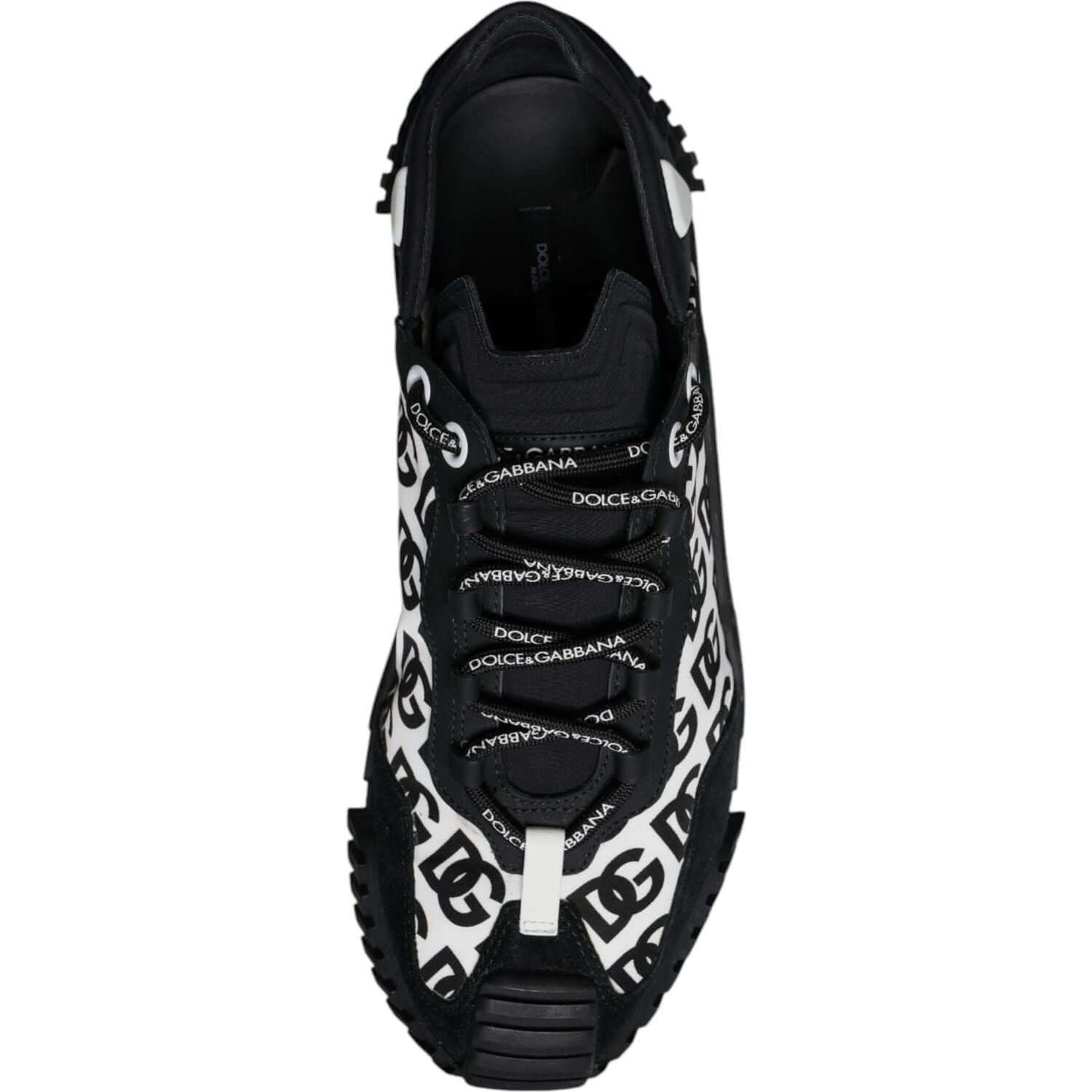 Dolce & Gabbana-Dolce & Gabbana Black Logo Lace Up Low Top NS1 Sneakers Shoes-1728,67345645728,Black and White,Dolce & Gabbana,EU44/US11,Material: 70% Nylon 20% Leather 10% Elastane,Men,Men - Shoes,Preowned / Defect,Shoes,Sneakers - Men - Shoes-MV7194#2-4