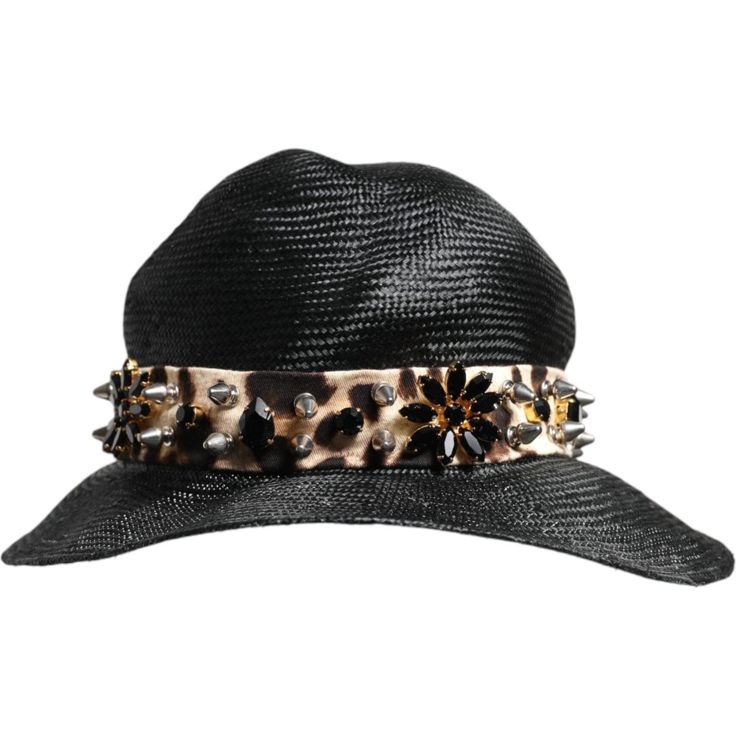 Dolce & Gabbana Dolce & Gabbana Black Straw Crystal Embellished Wide Brim Hat HAT9648-56 1728,56 cm|XS,57 cm|S,67345645728,Accessories,Black,Dolce & Gabbana,Hat - Women - Accessories,Material: 90% Straw 9% Cotton 1% Elastane,New with tags,Women,Women - Ac