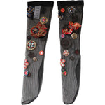 Dolce & Gabbana Dolce & Gabbana Black Stretch Carretto Crystal Stockings Socks SCS2166-M 16% Elastane,1728,67345645728,Black,Dolce & Gabbana,M,Material: 84% Nylon,New with tags,Other - Women - Accessories,Women