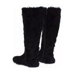 Dolce & Gabbana Black Xiangao Lamb Fur Leather Boots Shoes