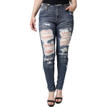 Dolce & Gabbana Blue Cotton Stretch Tattered Skinny Jeans PAN75533-40