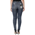 Dolce & Gabbana Blue Cotton Stretch Tattered Skinny Jeans PAN75533-40