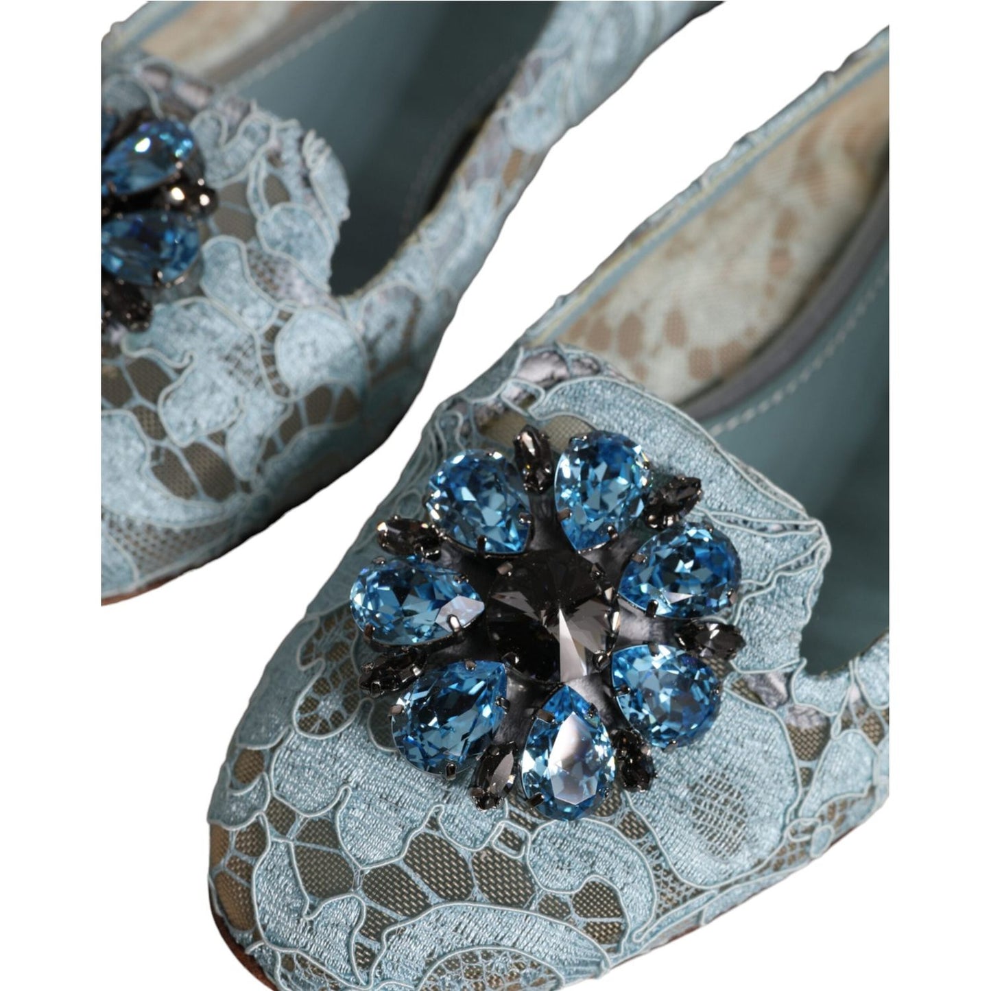 Dolce & Gabbana Dolce & Gabbana Blue Lace Crystal Ballet Flats Loafers Shoes LA11652-38.5 1728,67345645728,Blue,Dolce & Gabbana,EU38.5/US8,Flat Shoes - Women - Shoes,Material: 56% Viscose 39% Cotton 5% Nylon,Preowned / Defect,Women