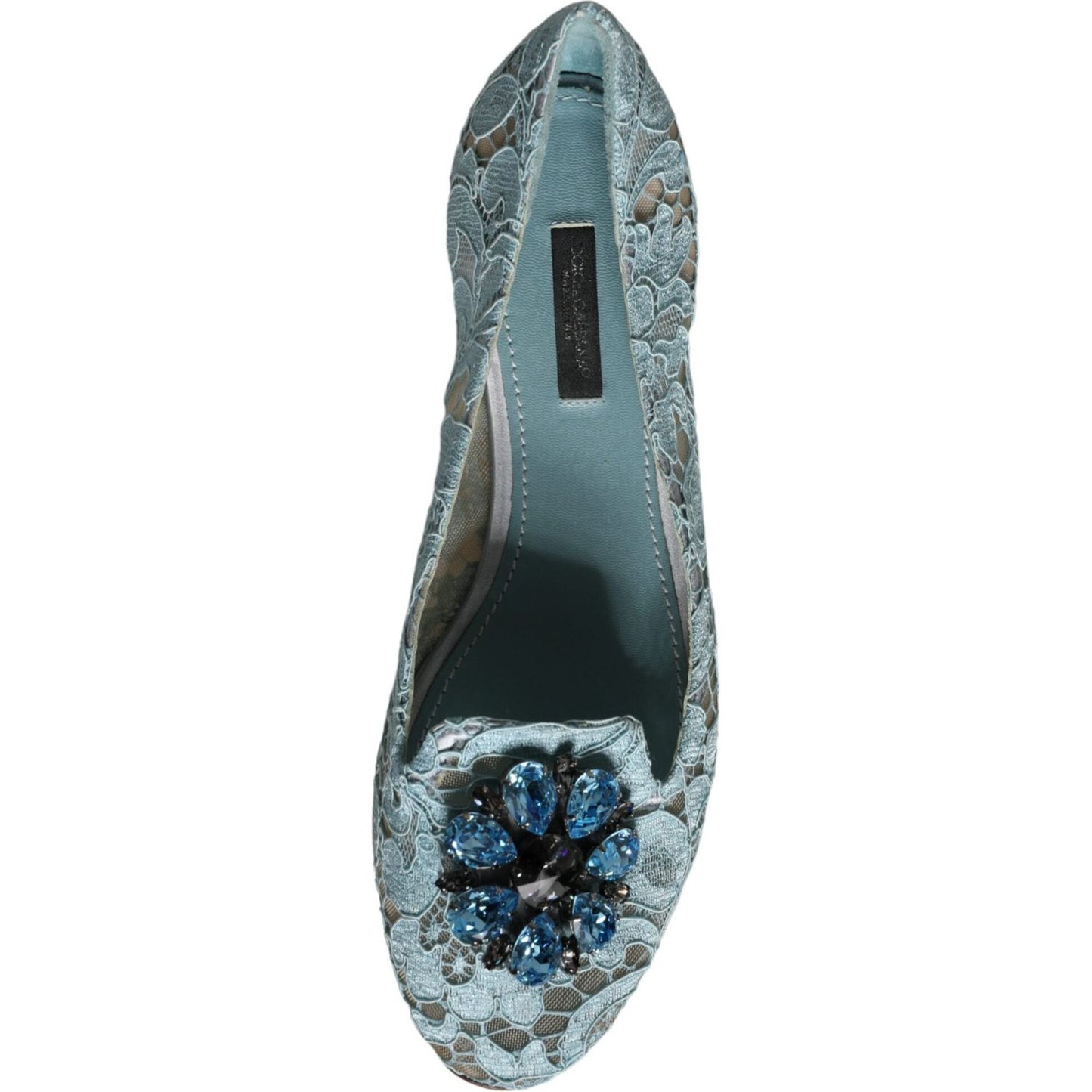 Dolce & Gabbana Dolce & Gabbana Blue Lace Crystal Ballet Flats Loafers Shoes LA11652-38.5 1728,67345645728,Blue,Dolce & Gabbana,EU38.5/US8,Flat Shoes - Women - Shoes,Material: 56% Viscose 39% Cotton 5% Nylon,Preowned / Defect,Women