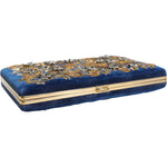 Dolce & Gabbana Blue Velvet Gold Frame Clutch Evening Party Purse Bag Dolce & Gabbana Dark Slate Gray