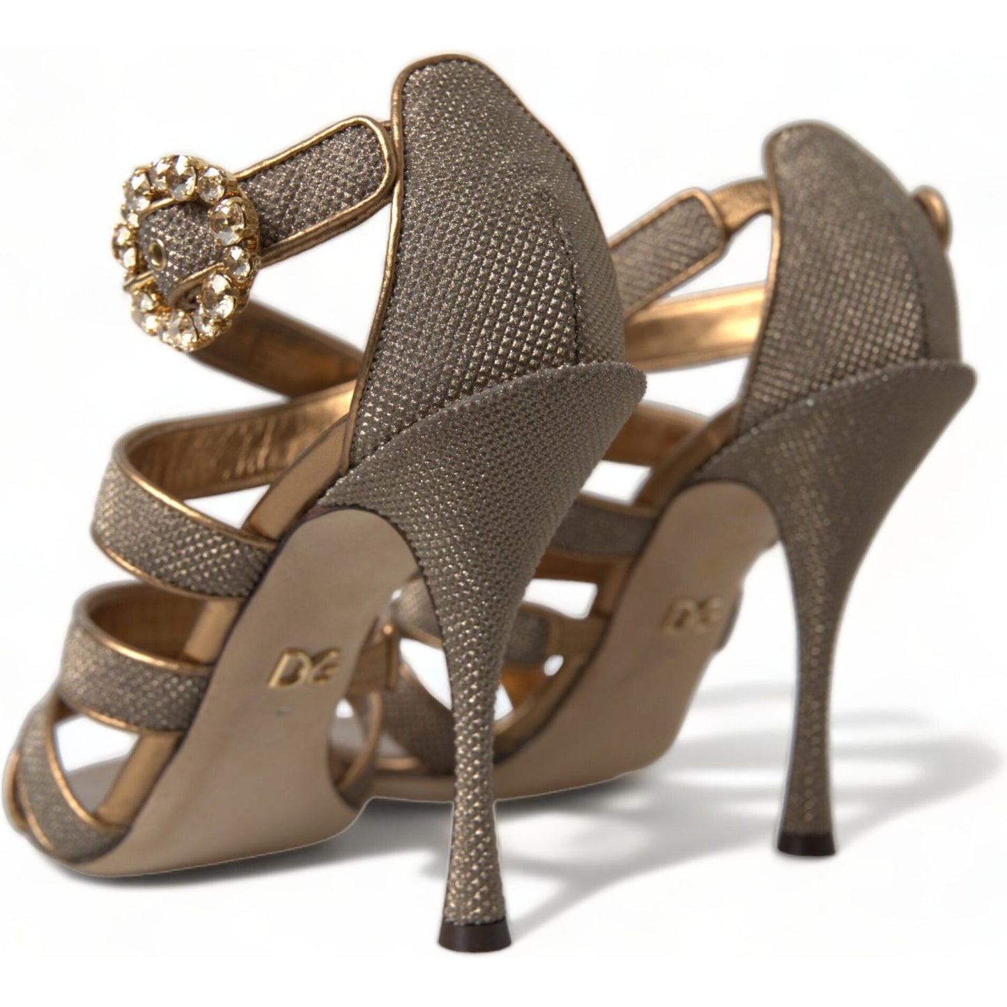 Dolce & Gabbana Dolce & Gabbana Bronze Crystal Stiletto Heels Sandals LA10318-40 1728,67345645728,Bronze,Dolce & Gabbana,EU40/US9.5,Material: Leather,New with tags,Sandals - Women - Shoes,Women