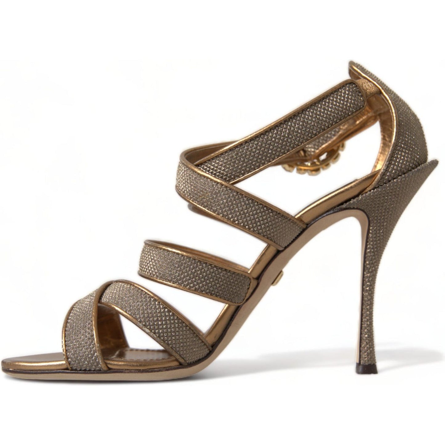 Dolce & Gabbana Dolce & Gabbana Bronze Crystal Stiletto Heels Sandals LA10318-40 1728,67345645728,Bronze,Dolce & Gabbana,EU40/US9.5,Material: Leather,New with tags,Sandals - Women - Shoes,Women