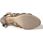 Dolce & Gabbana Dolce & Gabbana Bronze Crystal Stiletto Heels Sandals LA10318-40 1728,67345645728,Bronze,Dolce & Gabbana,EU40/US9.5,Material: Leather,New with tags,Sandals - Women - Shoes,Women