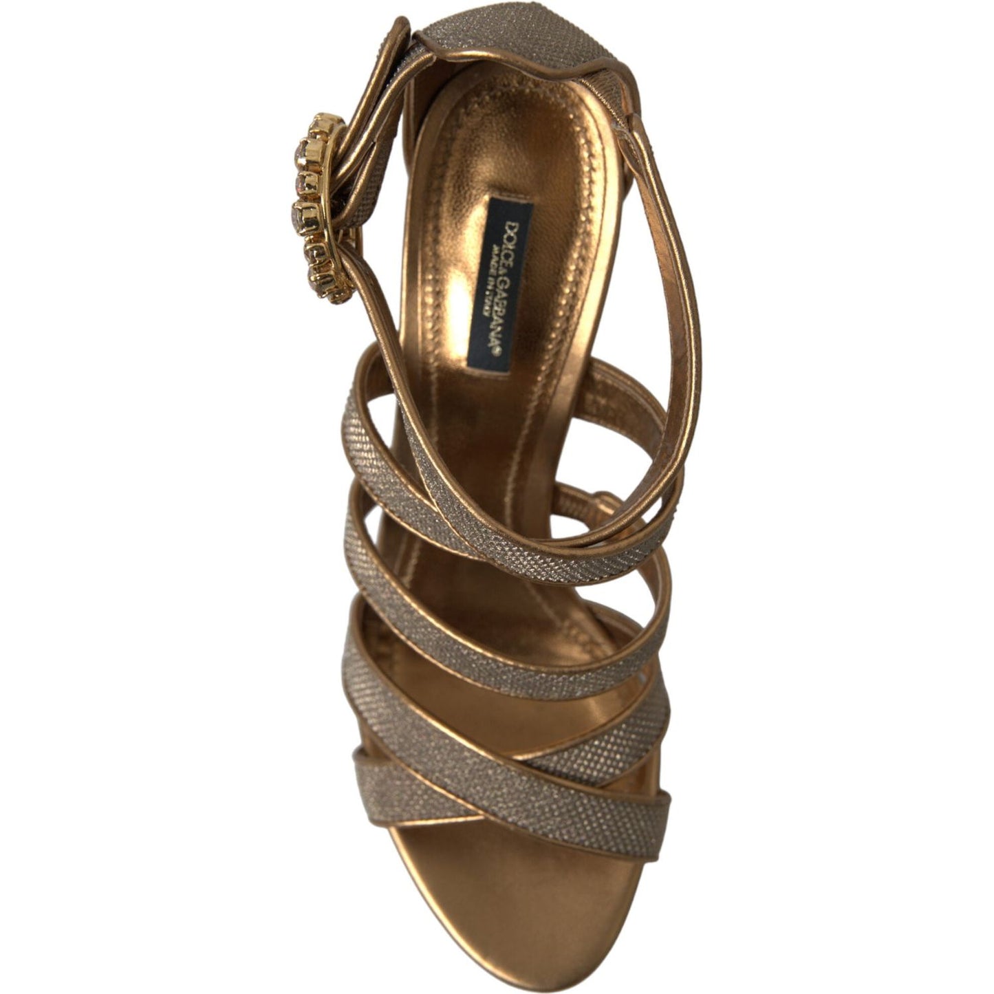 Dolce & Gabbana Dolce & Gabbana Bronze Crystal Stiletto Heels Sandals LA10318-40 1728,67345645728,Bronze,Dolce & Gabbana,EU40/US9.5,Material: Leather,New with tags,Sandals - Women - Shoes,Women