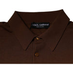 Dolce & Gabbana Brown Cashmere Buttoned Men Pullover Sweater TSH87578-48