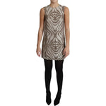 Dolce & Gabbana Dolce & Gabbana Brown Crystal Shift Mini Zebra Silver Dress DR2691-38 1728,67345645728,Dolce & Gabbana,Dresses - Women - Clothing,IT38|XS,Preowned / Defect,Silver,Women