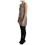 Dolce & Gabbana Dolce & Gabbana Brown Crystal Shift Mini Zebra Silver Dress DR2691-38 1728,67345645728,Dolce & Gabbana,Dresses - Women - Clothing,IT38|XS,Preowned / Defect,Silver,Women