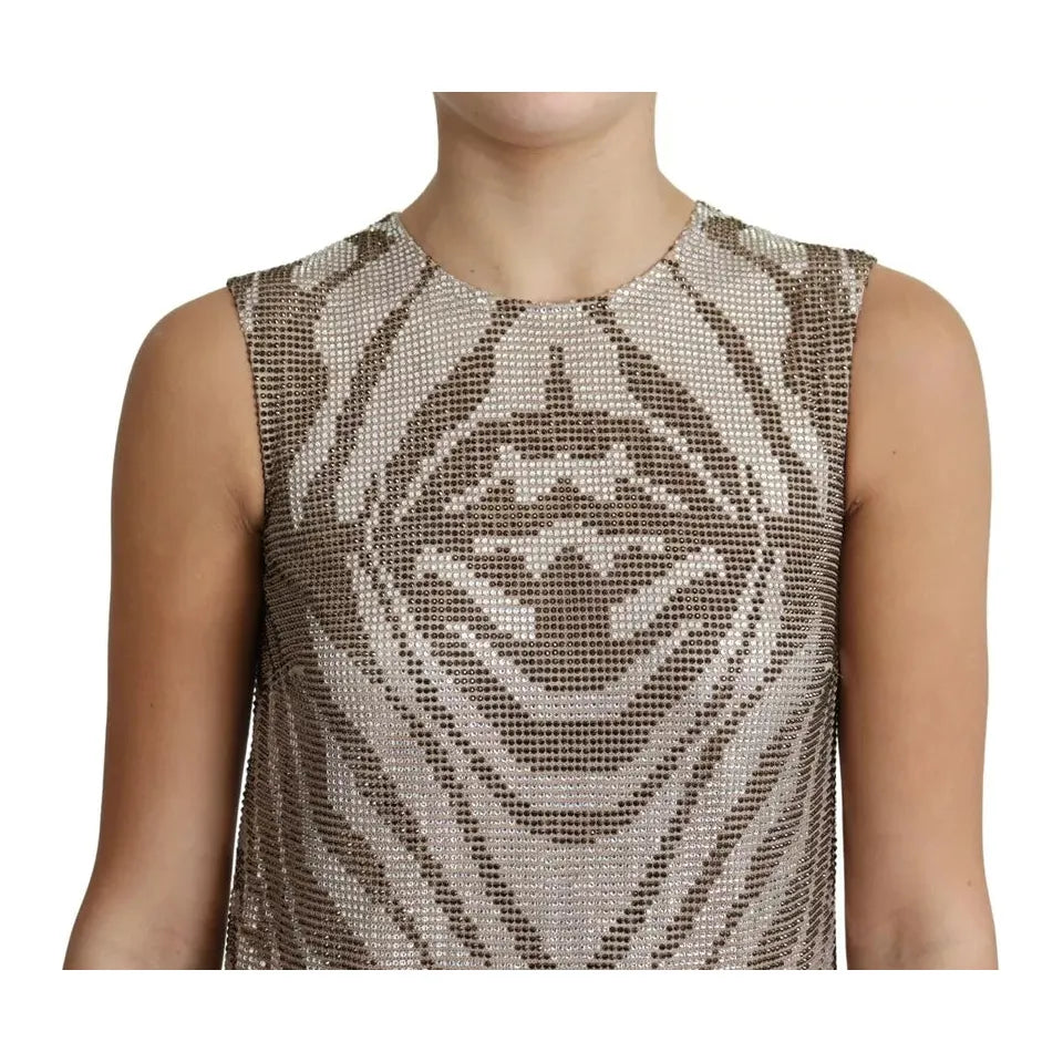 Dolce & Gabbana Dolce & Gabbana Brown Crystal Shift Mini Zebra Silver Dress DR2691-38 1728,67345645728,Dolce & Gabbana,Dresses - Women - Clothing,IT38|XS,Preowned / Defect,Silver,Women