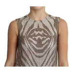 Dolce & Gabbana Dolce & Gabbana Brown Crystal Shift Mini Zebra Silver Dress DR2691-38 1728,67345645728,Dolce & Gabbana,Dresses - Women - Clothing,IT38|XS,Preowned / Defect,Silver,Women