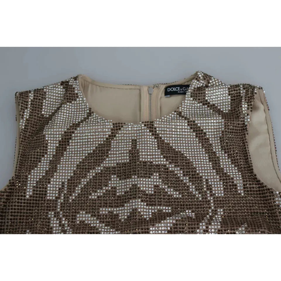 Dolce & Gabbana Dolce & Gabbana Brown Crystal Shift Mini Zebra Silver Dress DR2691-38 1728,67345645728,Dolce & Gabbana,Dresses - Women - Clothing,IT38|XS,Preowned / Defect,Silver,Women