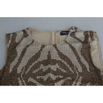 Dolce & Gabbana Dolce & Gabbana Brown Crystal Shift Mini Zebra Silver Dress DR2691-38 1728,67345645728,Dolce & Gabbana,Dresses - Women - Clothing,IT38|XS,Preowned / Defect,Silver,Women