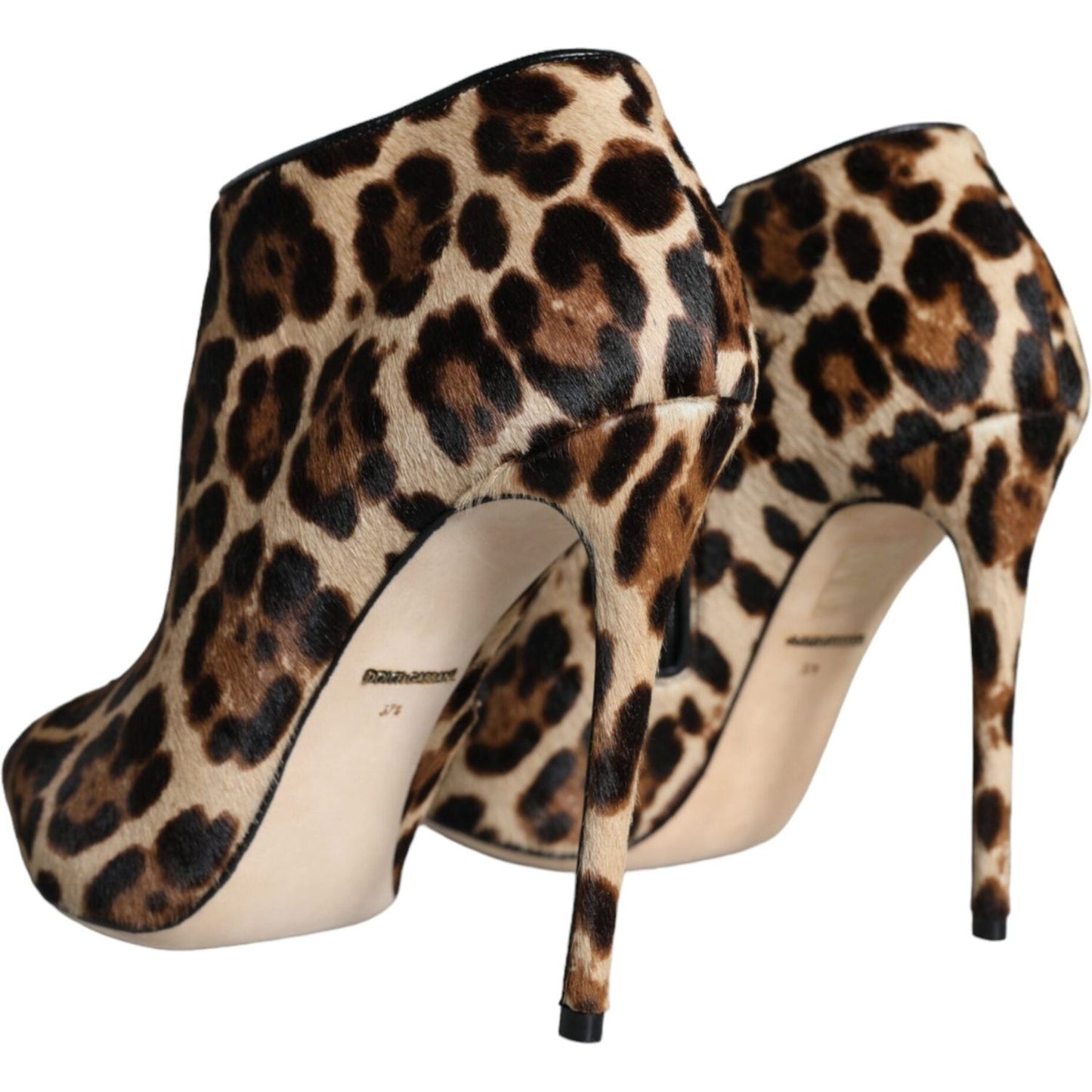 Dolce & Gabbana Dolce & Gabbana Brown Leopard Calf Fur Heels Ankle Boots Shoes LA11323-37.5 1728,67345645728,Boots - Women - Shoes,Brown,Dolce & Gabbana,EU37.5/US7,Material: 94% Calf Fur 6% Lamb Leather,New with tags,Women