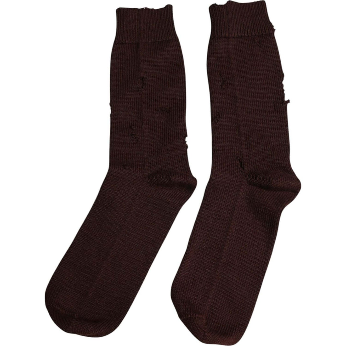 Dolce & Gabbana Dolce & Gabbana Brown Solid Cotton Stretch Mid Calf Socks SCS2219-L