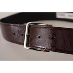 Dolce & Gabbana Dark Brown Leather Logo Engraved Metal Buckle Belt Dolce & Gabbana Dark Slate Gray