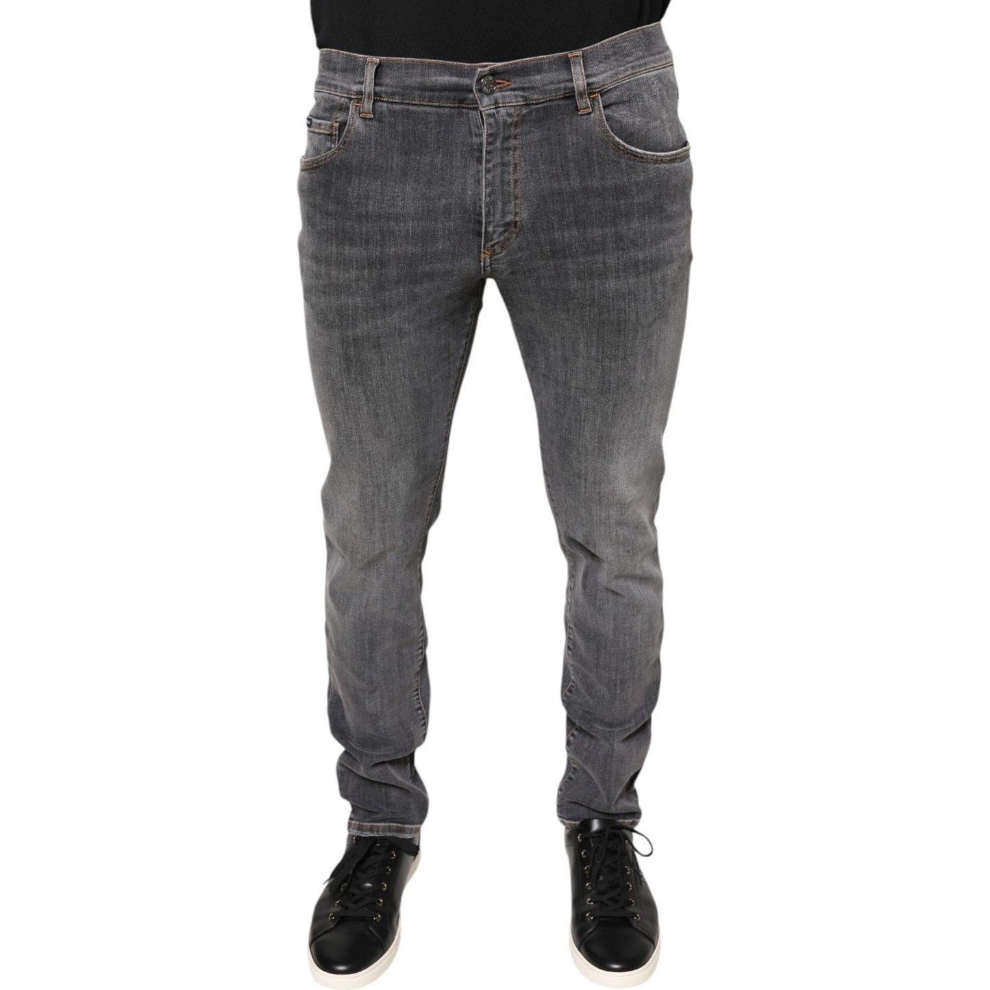 Dolce & Gabbana Dolce & Gabbana Dark Gray Cotton Stretch Skinny Denim Jeans PAN75582-48 1728,Dolce & Gabbana,Gray,IT48 | M,Jeans & Pants - Men - Clothing,Material: 98% Cotton 2% Elastane,Men,Preowned / Defect