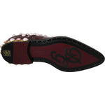 Dolce & Gabbana Dolce & Gabbana Elegant Bordeaux Lace-Up Flats with Pearls and Crystals LA6911-39 1728,67345645728,Bordeaux,Dolce & Gabbana,EU39/US8.5,Flat Shoes - Women - Shoes,Material: Leather,New with tags,Women
