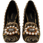 Dolce & Gabbana Dolce & Gabbana Elegant Gold Jacquard Brocade Pumps LA9965 - 36 1728,67345645728,Dolce & Gabbana,EU36/US5.5,Gold,Material: 67% Leather 16% Acetate 9% Polyester 8% Cotton,New with tags,Pumps - Women - Shoes,Women