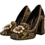 Dolce & Gabbana Dolce & Gabbana Elegant Gold Jacquard Brocade Pumps LA9965 - 36 1728,67345645728,Dolce & Gabbana,EU36/US5.5,Gold,Material: 67% Leather 16% Acetate 9% Polyester 8% Cotton,New with tags,Pumps - Women - Shoes,Women