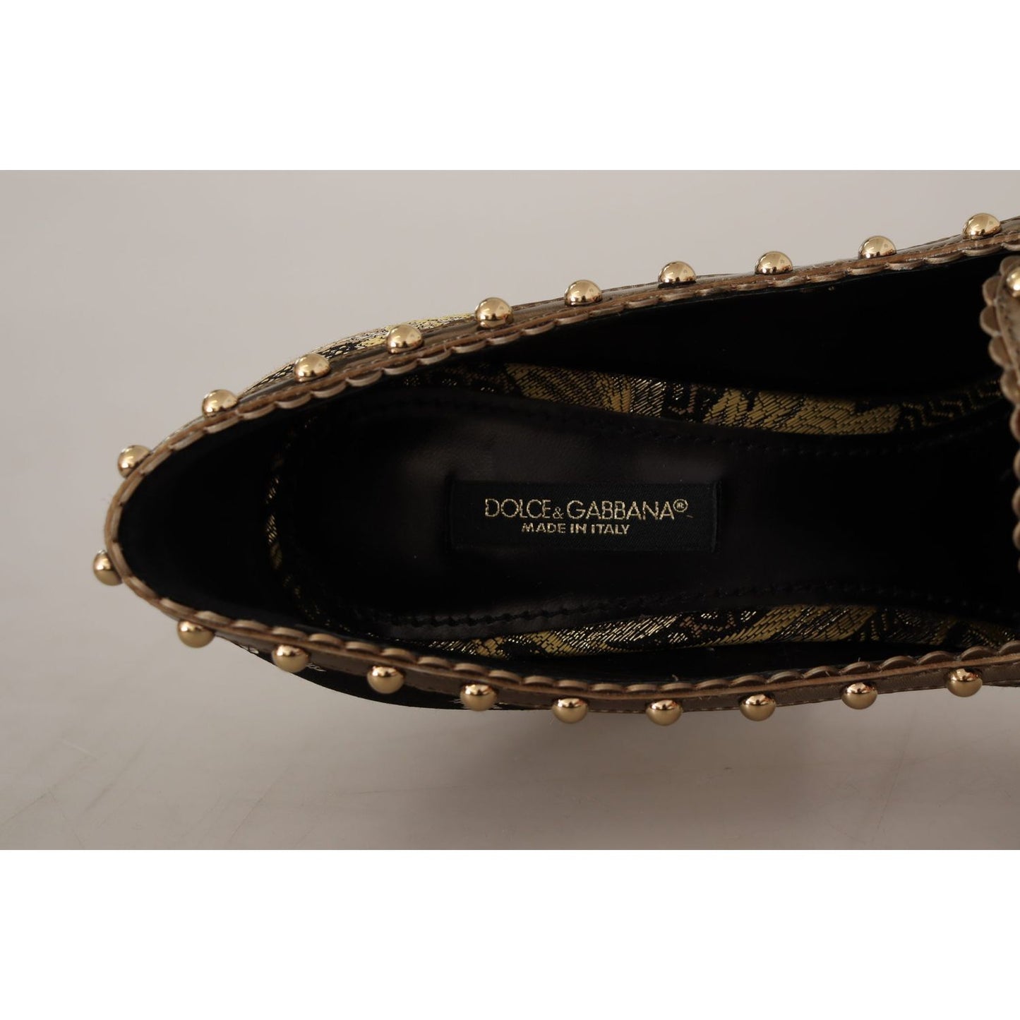 Dolce & Gabbana Dolce & Gabbana Elegant Gold Jacquard Brocade Pumps LA9965 - 36 1728,67345645728,Dolce & Gabbana,EU36/US5.5,Gold,Material: 67% Leather 16% Acetate 9% Polyester 8% Cotton,New with tags,Pumps - Women - Shoes,Women